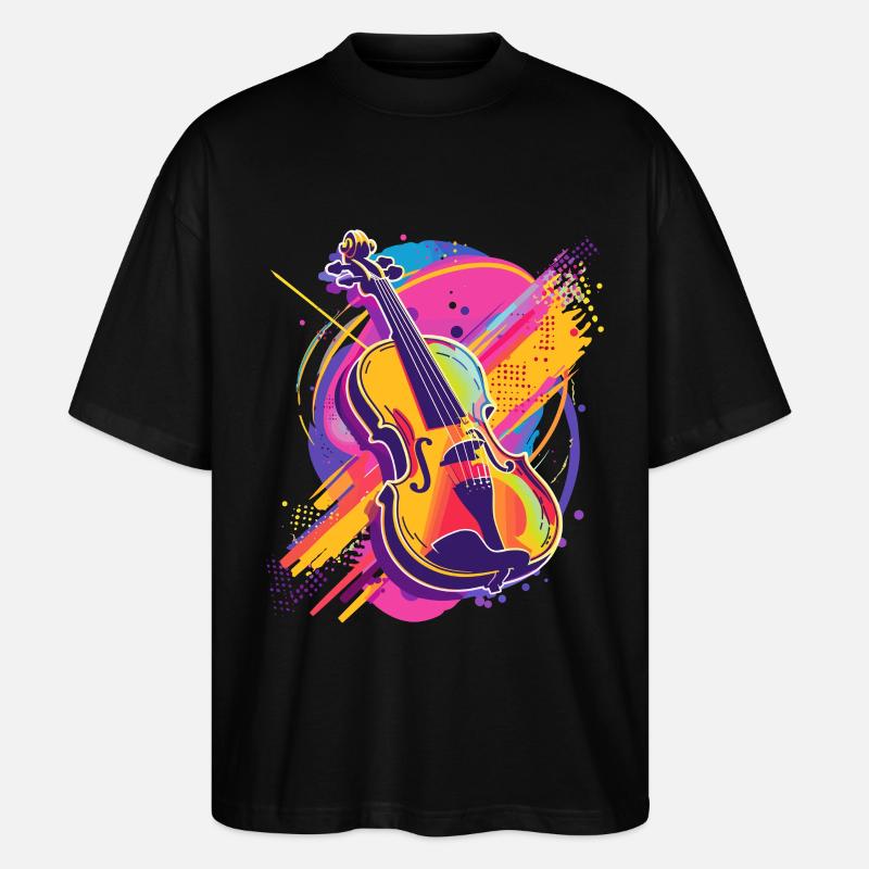 Dessin animé de violon - T-shirt bio Blaster 2.0 coupe oversize Stanley/Stella Unisexe - noir