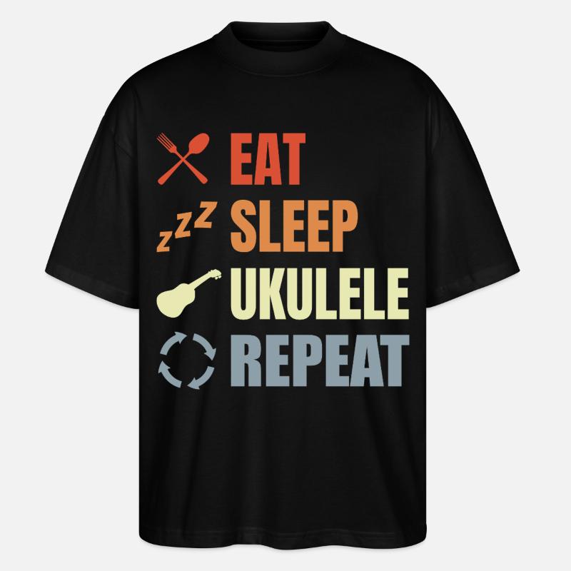 Manger dormir ukulélé répéter - T-shirt bio Blaster 2.0 coupe oversize Stanley/Stella Unisexe - noir