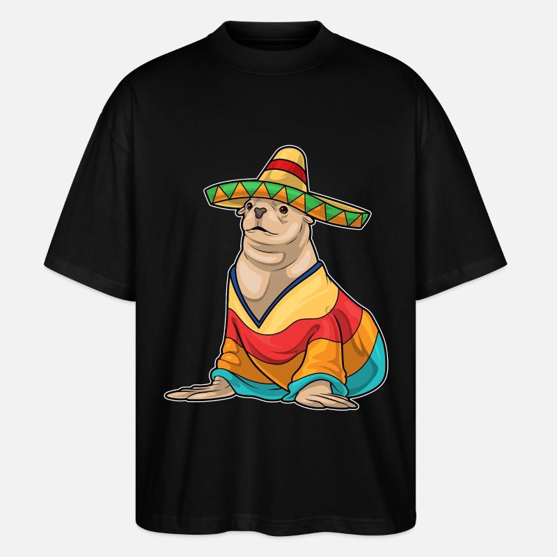 Chapeau mexicain de phoque - T-shirt bio Blaster 2.0 coupe oversize Stanley/Stella Unisexe - noir