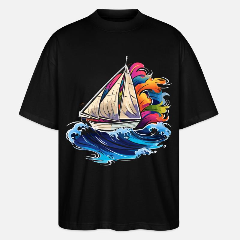 Segeln Synthwave - Stanley/Stella Oversized Unisex Bio T-Shirt Blaster 2.0 - Schwarz