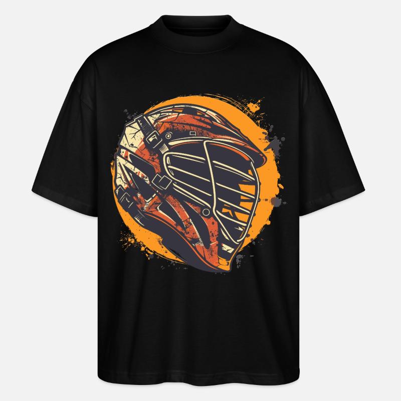 Lacrosse Helm Grafik - Stanley/Stella Oversized Unisex Bio T-Shirt Blaster 2.0 - Schwarz