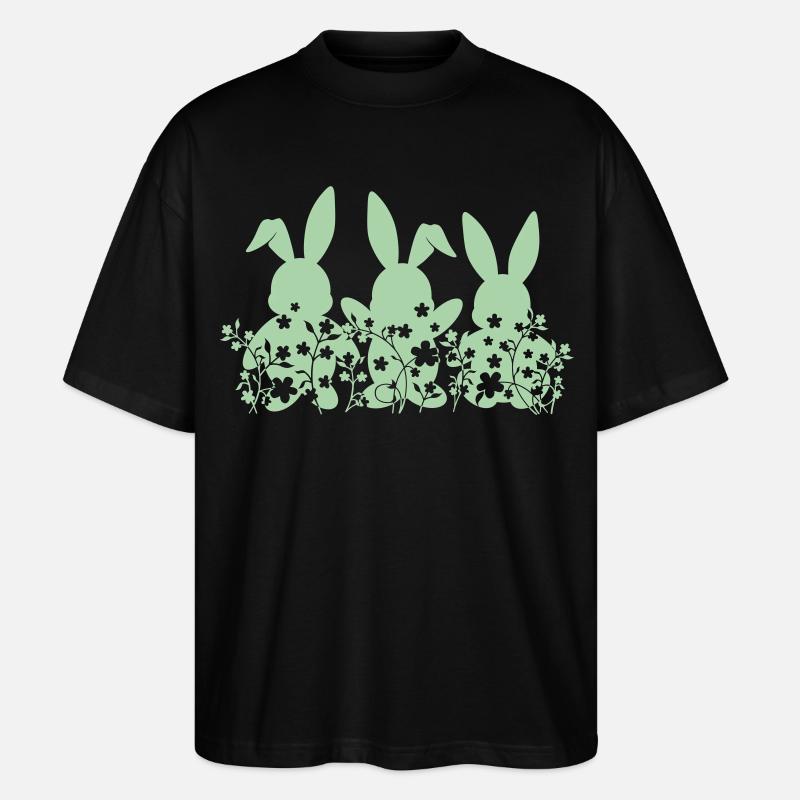 hasen ostern blumen - Stanley/Stella Oversized Unisex Bio T-Shirt Blaster 2.0 - Schwarz