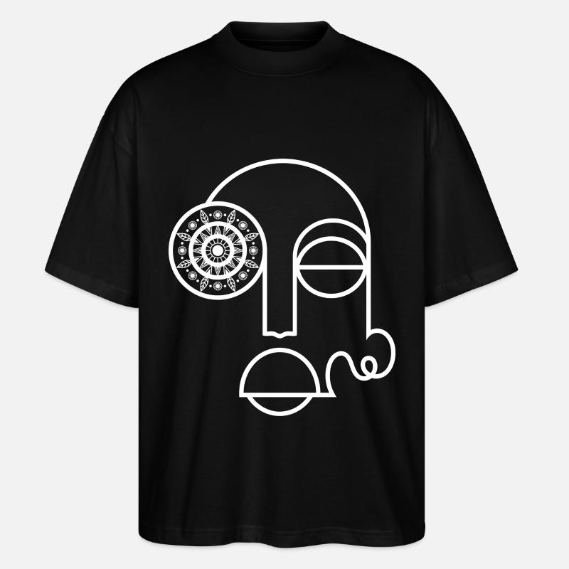 Abstraktes Gesicht / Modernes abstraktes Gesicht - Stanley/Stella Oversized Unisex Bio T-Shirt Blaster 2.0 - Schwarz