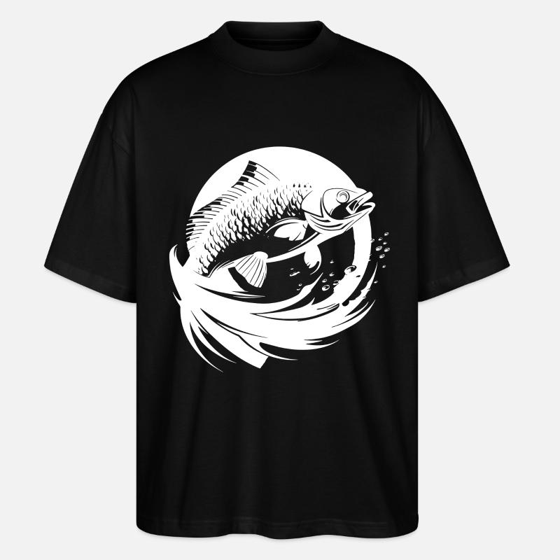 Dessin de poisson - T-shirt bio Blaster 2.0 coupe oversize Stanley/Stella Unisexe - noir