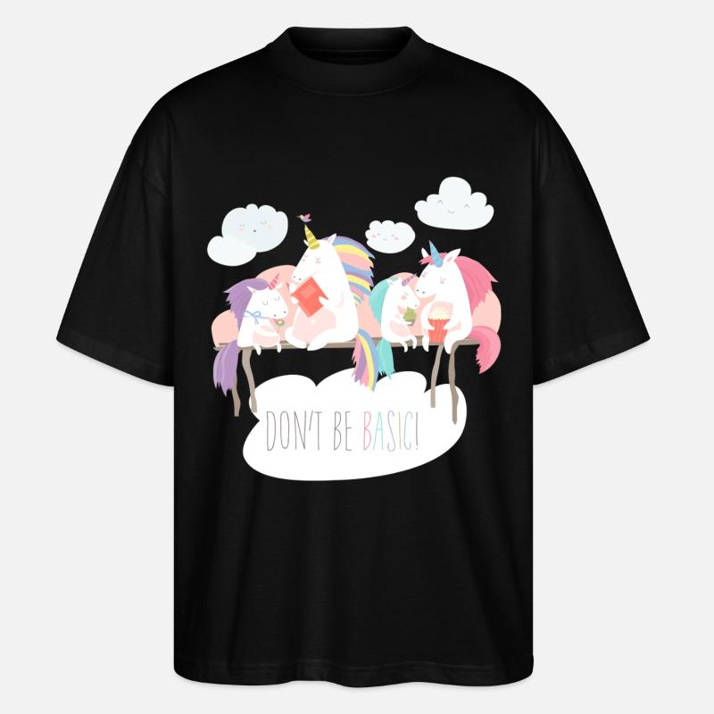 Einhorn don't be basic statement - Stanley/Stella Oversized Unisex Bio T-Shirt Blaster 2.0 - Schwarz