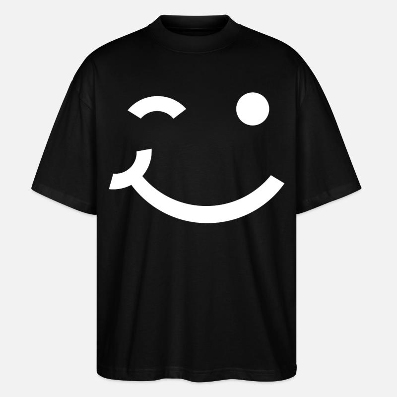 Zwinkerndes Gesicht, zwinkerndes Lächeln - Stanley/Stella Oversized Unisex Bio T-Shirt Blaster 2.0 - Schwarz