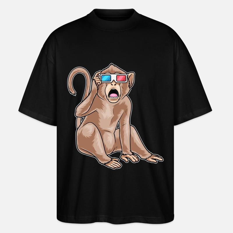 Affe Brille - Stanley/Stella Oversized Unisex Bio T-Shirt Blaster 2.0 - Schwarz