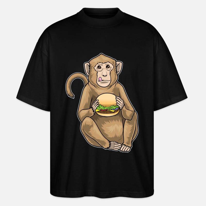 Monkey Cheeseburger - Stanley/Stella Oversized Unisex Organic T-shirt Blaster 2.0 - black