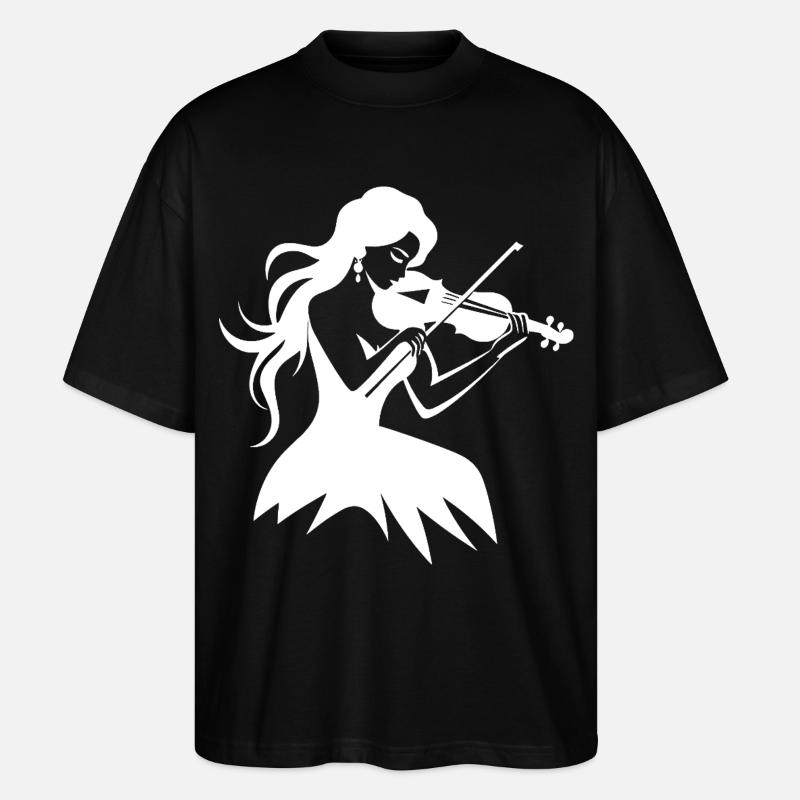 Geige Mädchen Zeichnung - Stanley/Stella Oversized Unisex Bio T-Shirt Blaster 2.0 - Schwarz