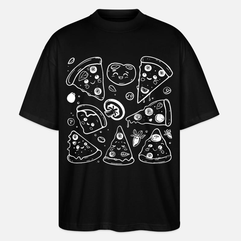 Pizza Cartoon Stil - Stanley/Stella Oversized Unisex Bio T-Shirt Blaster 2.0 - Schwarz