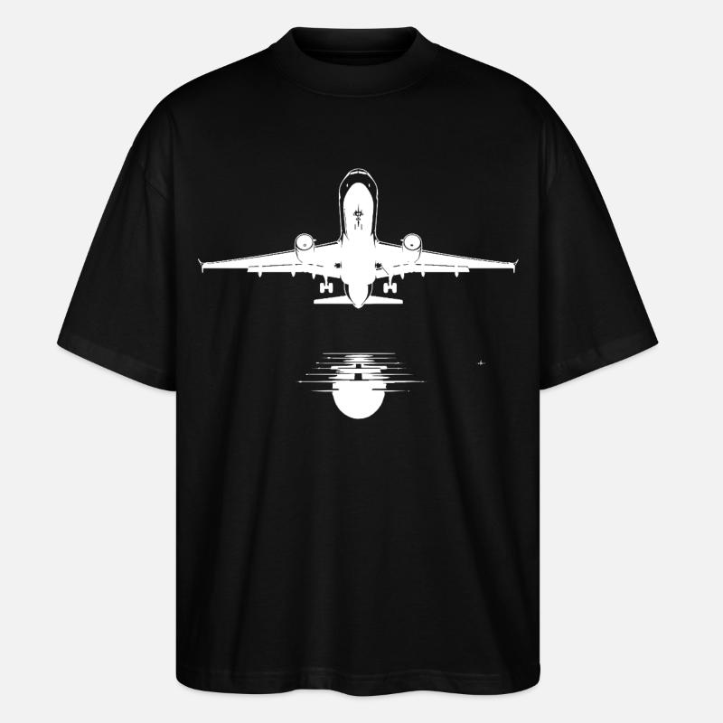 Flugzeug Skizze - Stanley/Stella Oversized Unisex Bio T-Shirt Blaster 2.0 - Schwarz