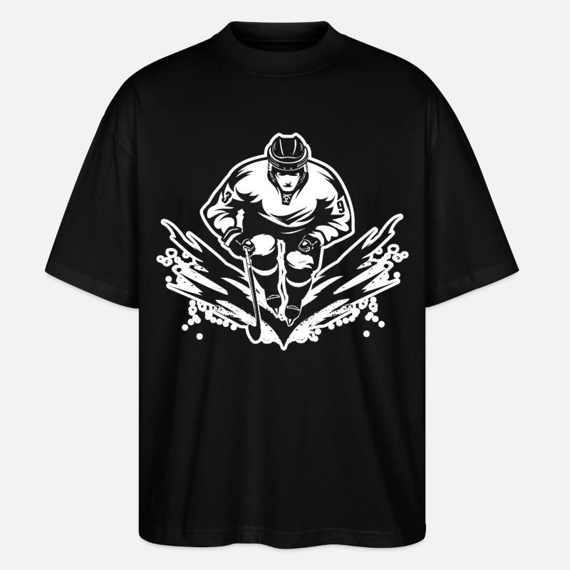 Eishockeyspieler Zeichnung - Stanley/Stella Oversized Unisex Bio T-Shirt Blaster 2.0 - Schwarz