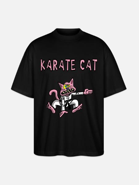 Karaté et chat rose - T-shirt bio Blaster 2.0 coupe oversize Stanley/Stella Unisexe - noir