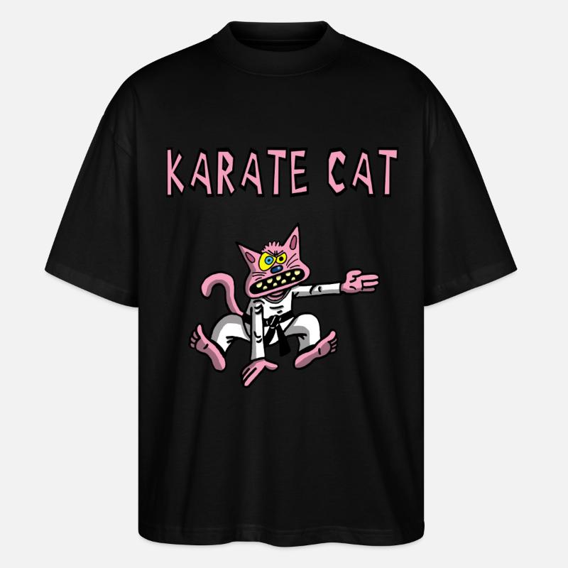 Karate und rosa Katze - Stanley/Stella Oversized Unisex Bio T-Shirt Blaster 2.0 - Schwarz