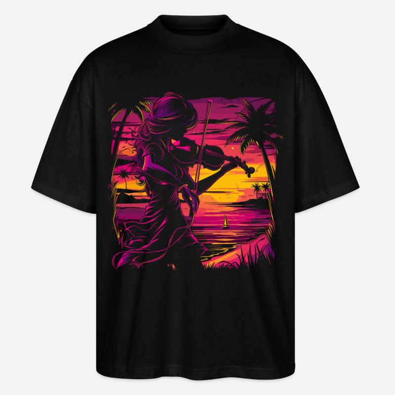 Geigerin Synthwave - Stanley/Stella Oversized Unisex Bio T-Shirt Blaster 2.0 - Schwarz