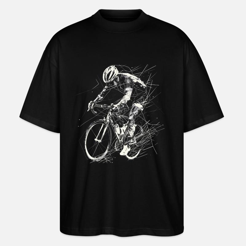 Radfahrer Zeichnung - Stanley/Stella Oversized Unisex Bio T-Shirt Blaster 2.0 - Schwarz