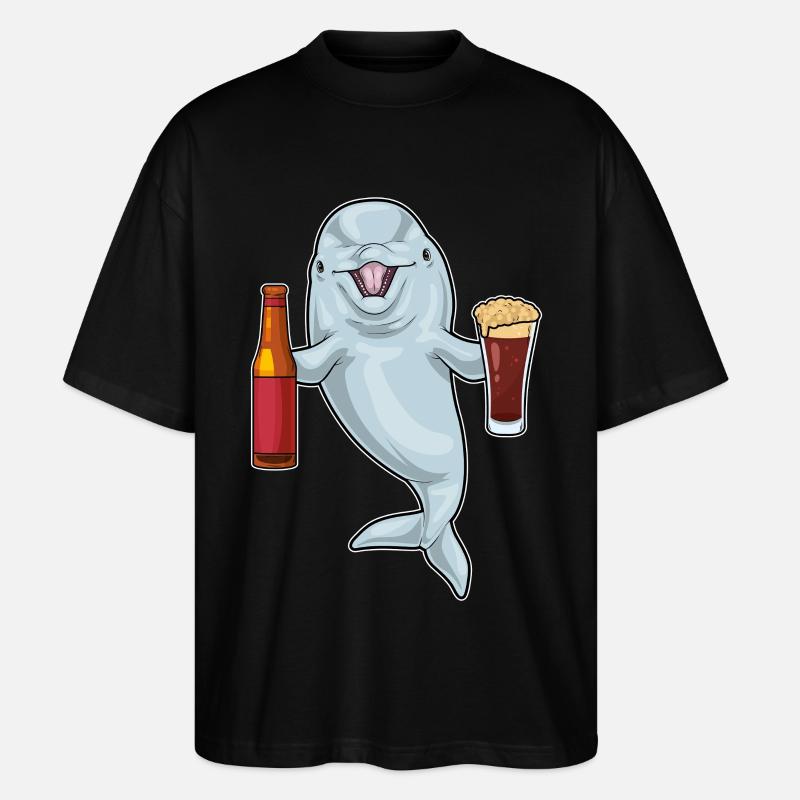 Bouteille de bière Dolphin - T-shirt bio Blaster 2.0 coupe oversize Stanley/Stella Unisexe - noir