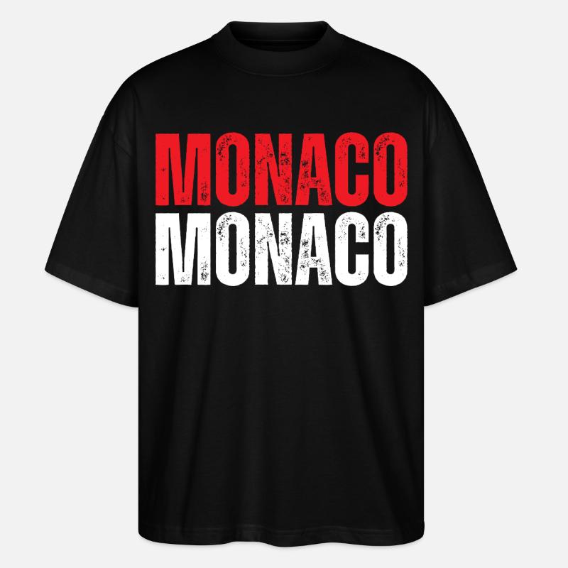 Monaco-Flagge, monegassischer Stolz - Stanley/Stella Oversized Unisex Bio T-Shirt Blaster 2.0 - Schwarz