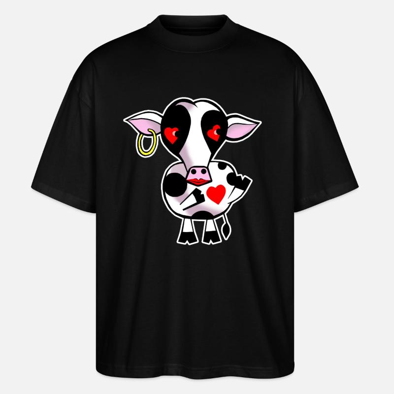 Kuh mit Herz - Stanley/Stella Oversized Unisex Bio T-Shirt Blaster 2.0 - Schwarz