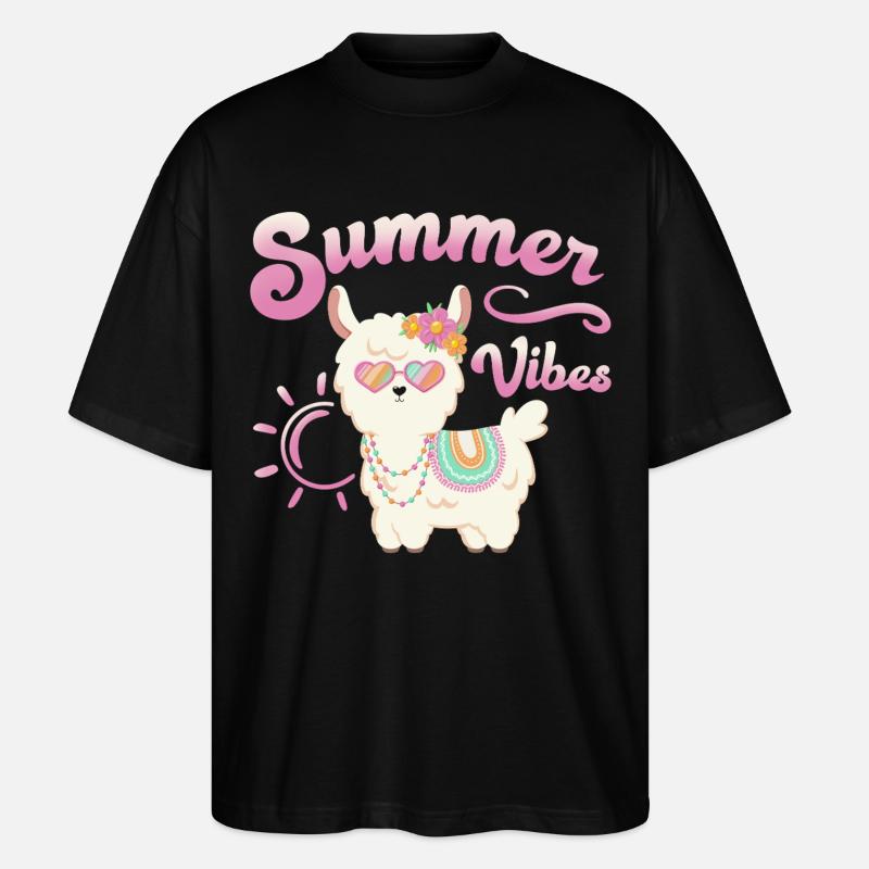 Lama Alpaga d’été - Summer Vibes - T-shirt bio Blaster 2.0 coupe oversize Stanley/Stella Unisexe - noir