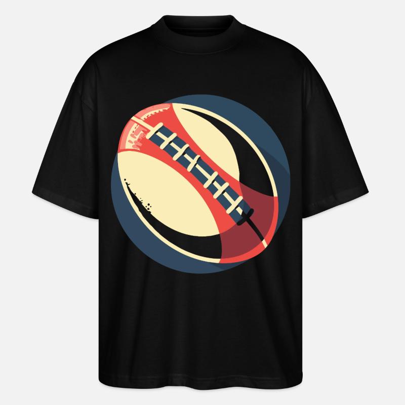 Graphique du ballon de rugby - T-shirt bio Blaster 2.0 coupe oversize Stanley/Stella Unisexe - noir