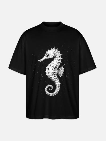 Seepferdchen - Stanley/Stella Oversized Unisex Bio T-Shirt Blaster 2.0 - Schwarz