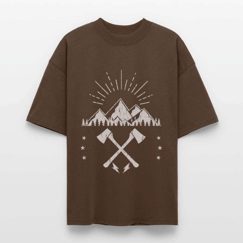 Rugged Mountain Sunrise Axe Emblem Stanley/Stella Oversized Unisex Organic T-shirt Blaster 2.0