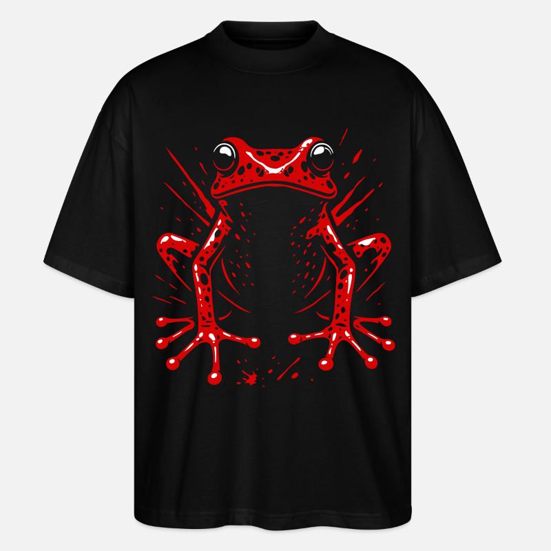 Frosch Erdbeerfrosch Roter Pfeilgiftfrosch - Stanley/Stella Oversized Unisex Bio T-Shirt Blaster 2.0 - Schwarz