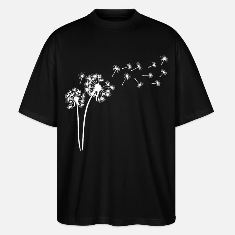 Weißer Löwenzahn im Wind - Stanley/Stella Oversized Unisex Bio T-Shirt Blaster 2.0 - Schwarz