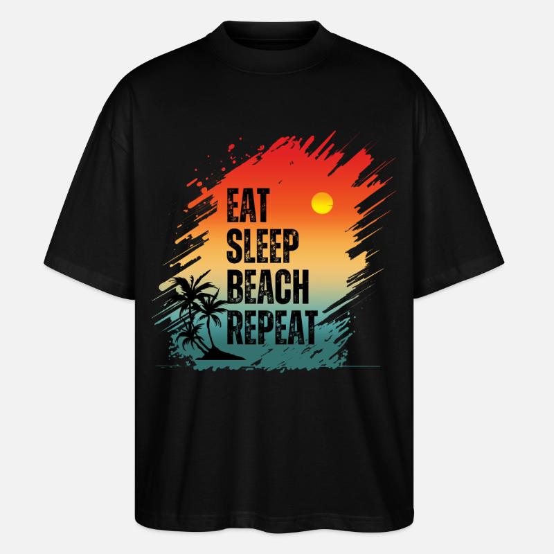 MANGER DORMIR PLAGE RÉPÉTER - T-shirt bio Blaster 2.0 coupe oversize Stanley/Stella Unisexe - noir