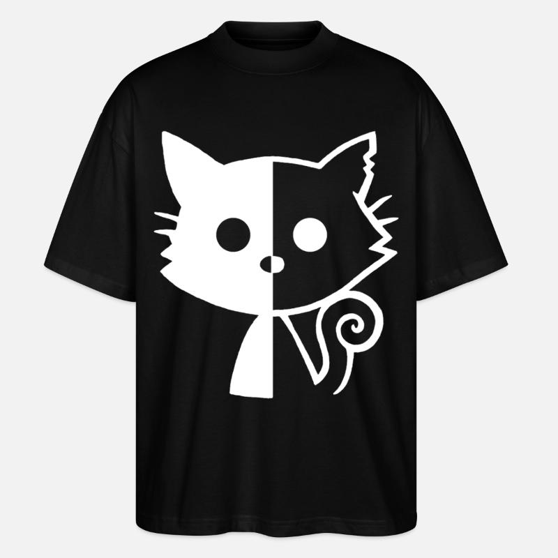 White Kitten Yin and Yang - Stanley/Stella Oversized Unisex Organic T-shirt Blaster 2.0 - black