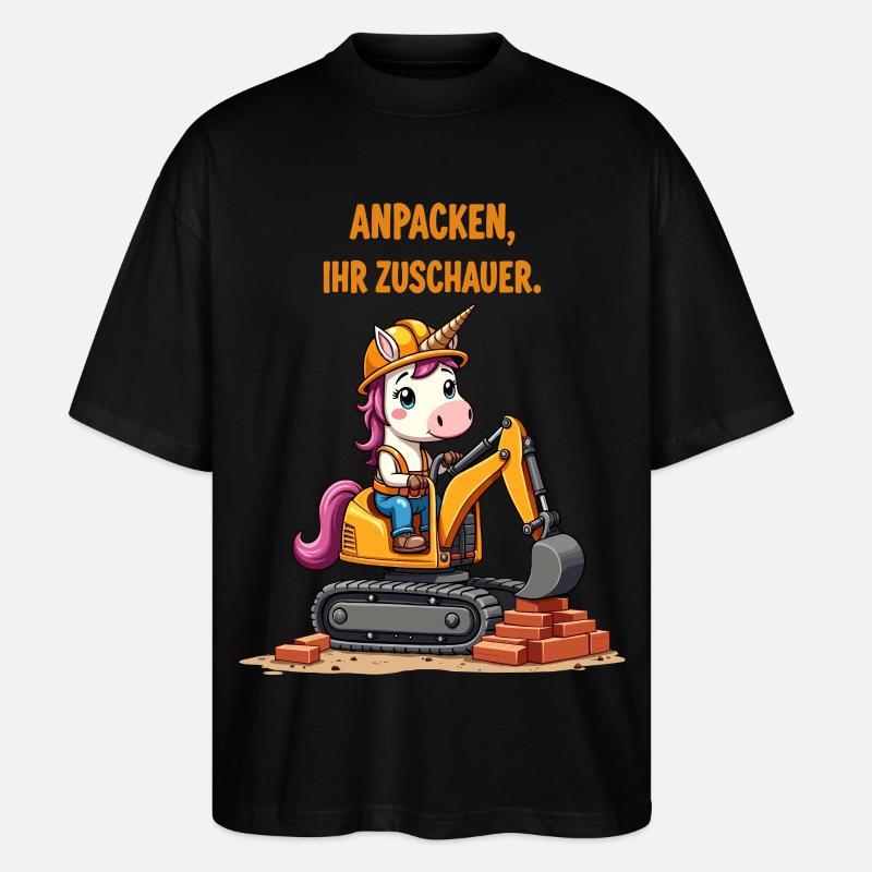 Einhorn Baggermeister - Stanley/Stella Oversized Unisex Bio T-Shirt Blaster 2.0 - Schwarz