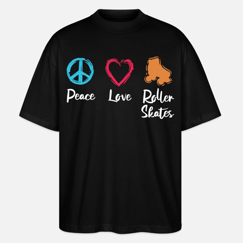 Frieden Liebe Rollerskates - Stanley/Stella Oversized Unisex Bio T-Shirt Blaster 2.0 - Schwarz