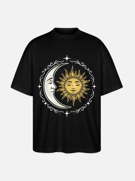 Sun and Moon - Spiritual Symbol - Stanley/Stella Oversized Unisex Organic T-shirt Blaster 2.0 - black
