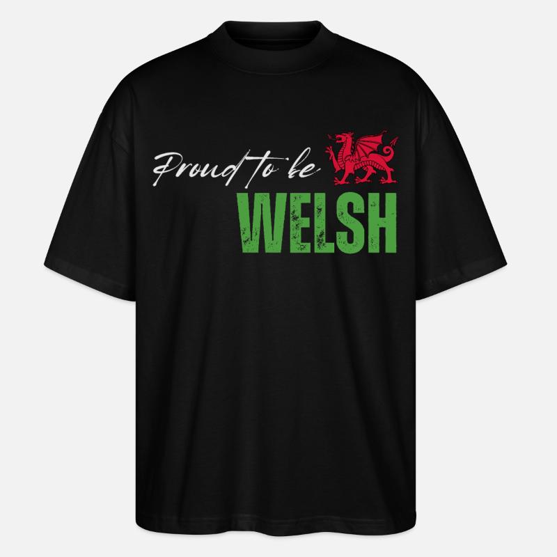 Stolzer Waliser, ich liebe Wales - Stanley/Stella Oversized Unisex Bio T-Shirt Blaster 2.0 - Schwarz