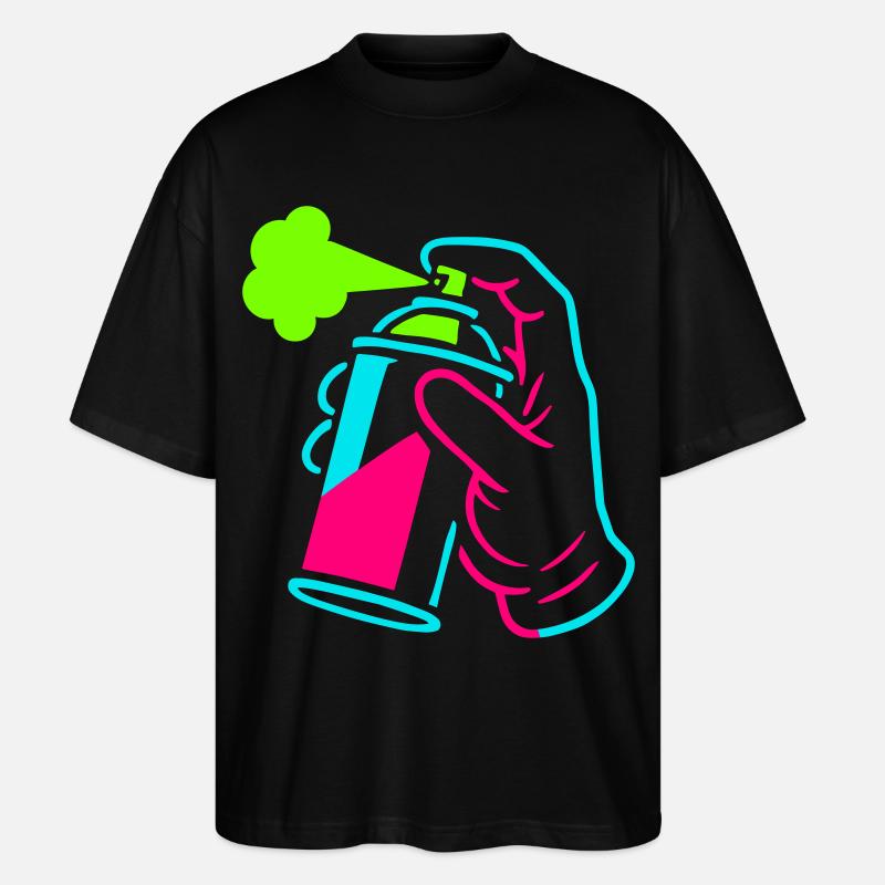 Graffiti Dose im Pop-Art-Style - Stanley/Stella Oversized Unisex Bio T-Shirt Blaster 2.0 - Schwarz
