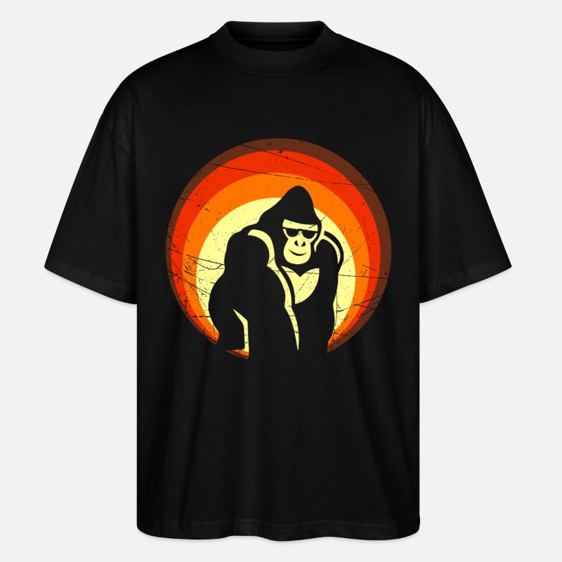 Rétro Sunset Gorilla Design - T-shirt bio Blaster 2.0 coupe oversize Stanley/Stella Unisexe - noir
