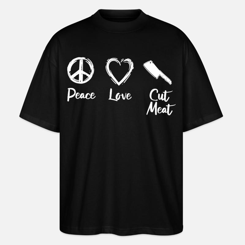 Peace Love Viande coupée - T-shirt bio Blaster 2.0 coupe oversize Stanley/Stella Unisexe - noir