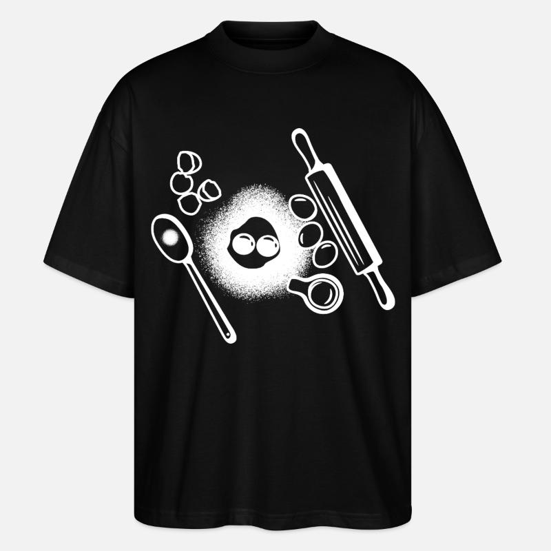 Baking Ingredients Drawing - Stanley/Stella Oversized Unisex Organic T-shirt Blaster 2.0 - black