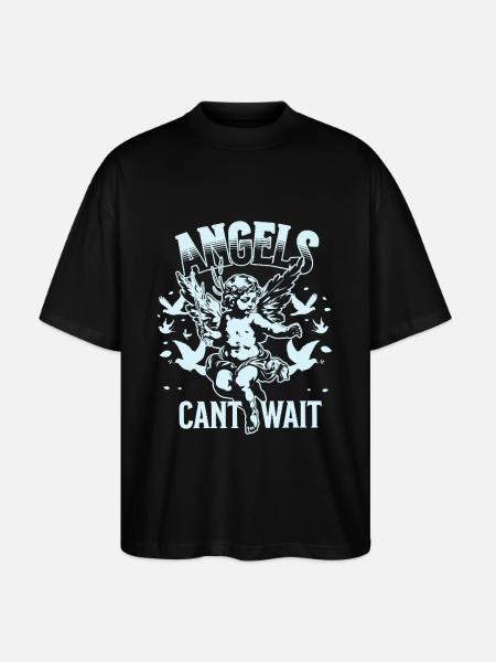 Engel-T-skjorte unisex Engler kan ikke vente VintageTee - Stanley/Stella Blaster 2.0 Økologisk Oversized Unisex T-skjorte - svart
