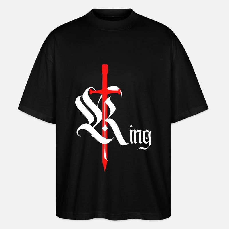 Gothic King Design mit schwertweißem Text - Stanley/Stella Oversized Unisex Bio T-Shirt Blaster 2.0 - Schwarz