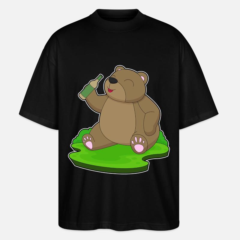 Bear bouteille de bière - T-shirt bio Blaster 2.0 coupe oversize Stanley/Stella Unisexe - noir