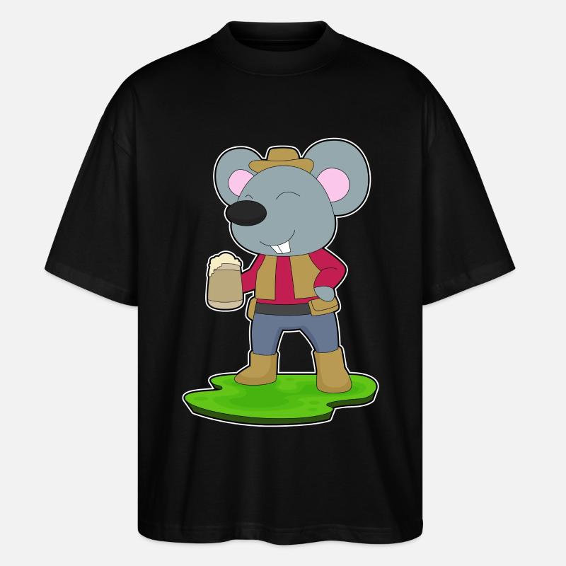 Maus Bierkrug Bier - Stanley/Stella Oversized Unisex Bio T-Shirt Blaster 2.0 - Schwarz