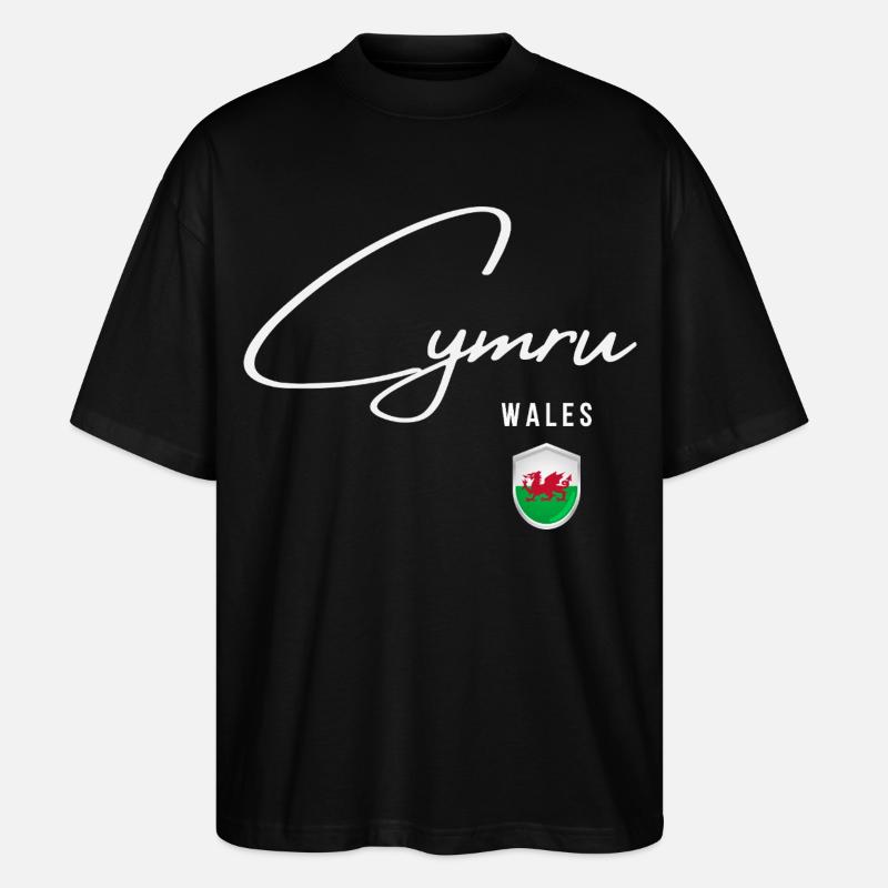 Wales, minimalistisches, elegantes Design - Stanley/Stella Oversized Unisex Bio T-Shirt Blaster 2.0 - Schwarz