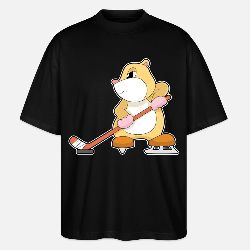 Hamster Eishockey Eishockeyschläger - Stanley/Stella Oversized Unisex Bio T-Shirt Blaster 2.0 - Schwarz