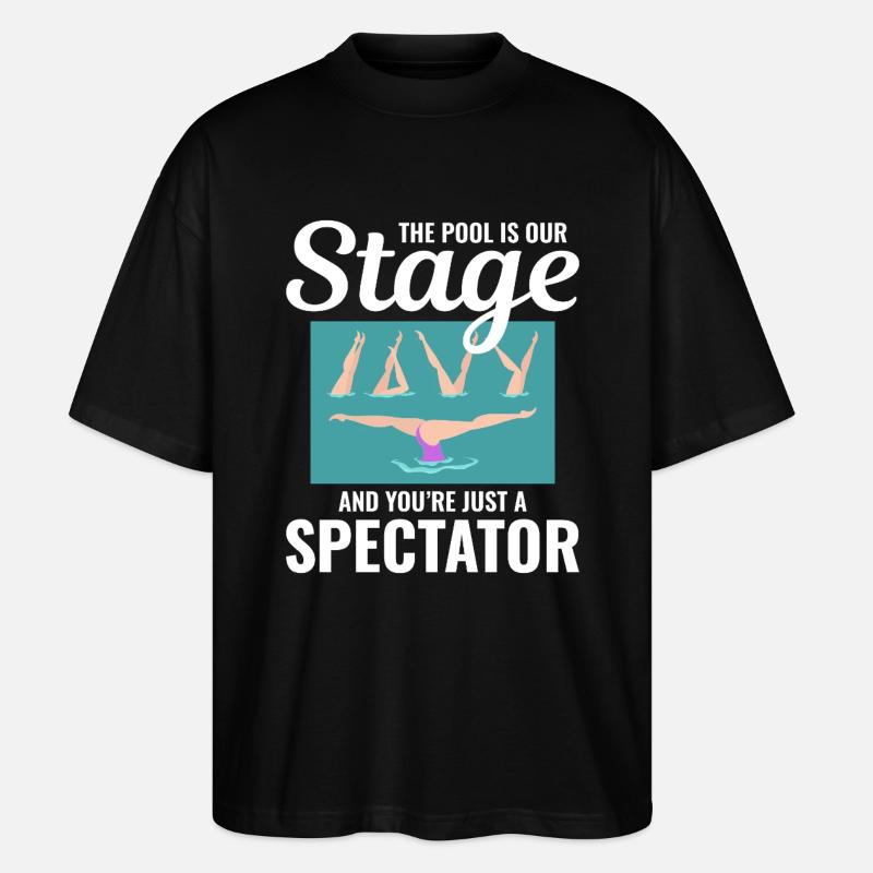 Zuschauer am Pool, Illustration, Synchronschwimmen - Stanley/Stella Oversized Unisex Bio T-Shirt Blaster 2.0 - Schwarz