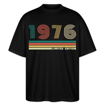 50 Années 1976 Vintage Rétro Anniversaire - T-shirt bio Blaster 2.0 coupe oversize Stanley/Stella Unisexe - noir - Devant - Alina (178cm) & Michal (187cm)