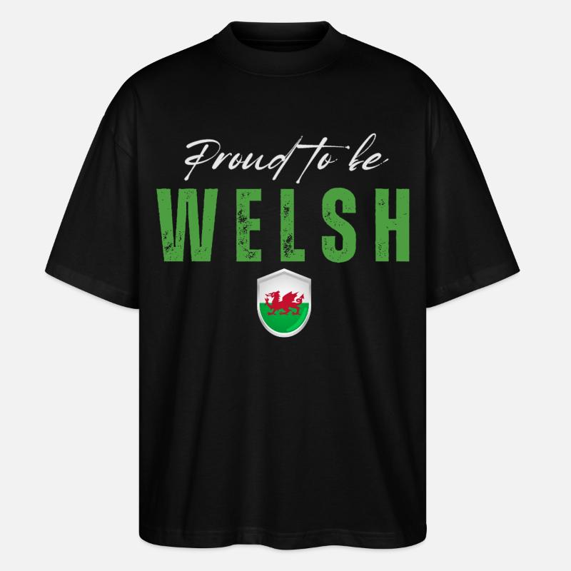 Welsh Pride, hergestellt in Wales - Stanley/Stella Oversized Unisex Bio T-Shirt Blaster 2.0 - Schwarz