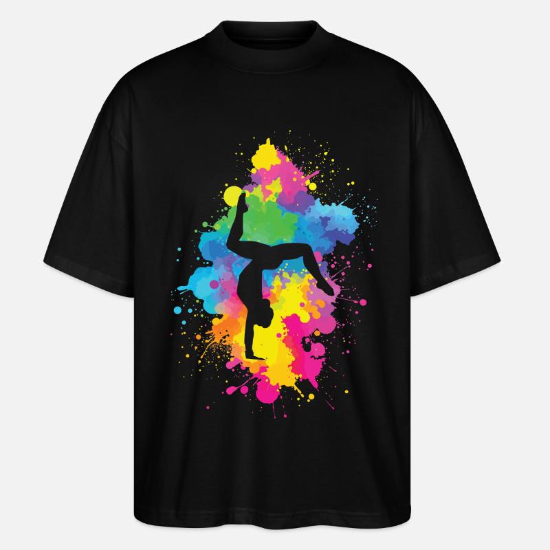 Akrobatiek mit Farbexplosion - Stanley/Stella Oversized Unisex Bio T-Shirt Blaster 2.0 - Schwarz