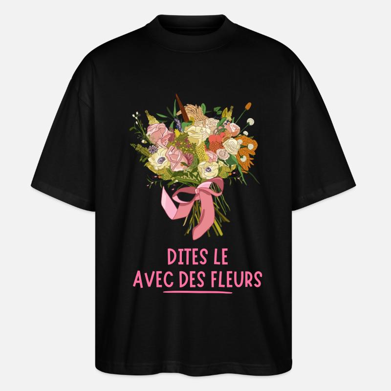 Sag es mit BLUMEN - Stanley/Stella Oversized Unisex Bio T-Shirt Blaster 2.0 - Schwarz
